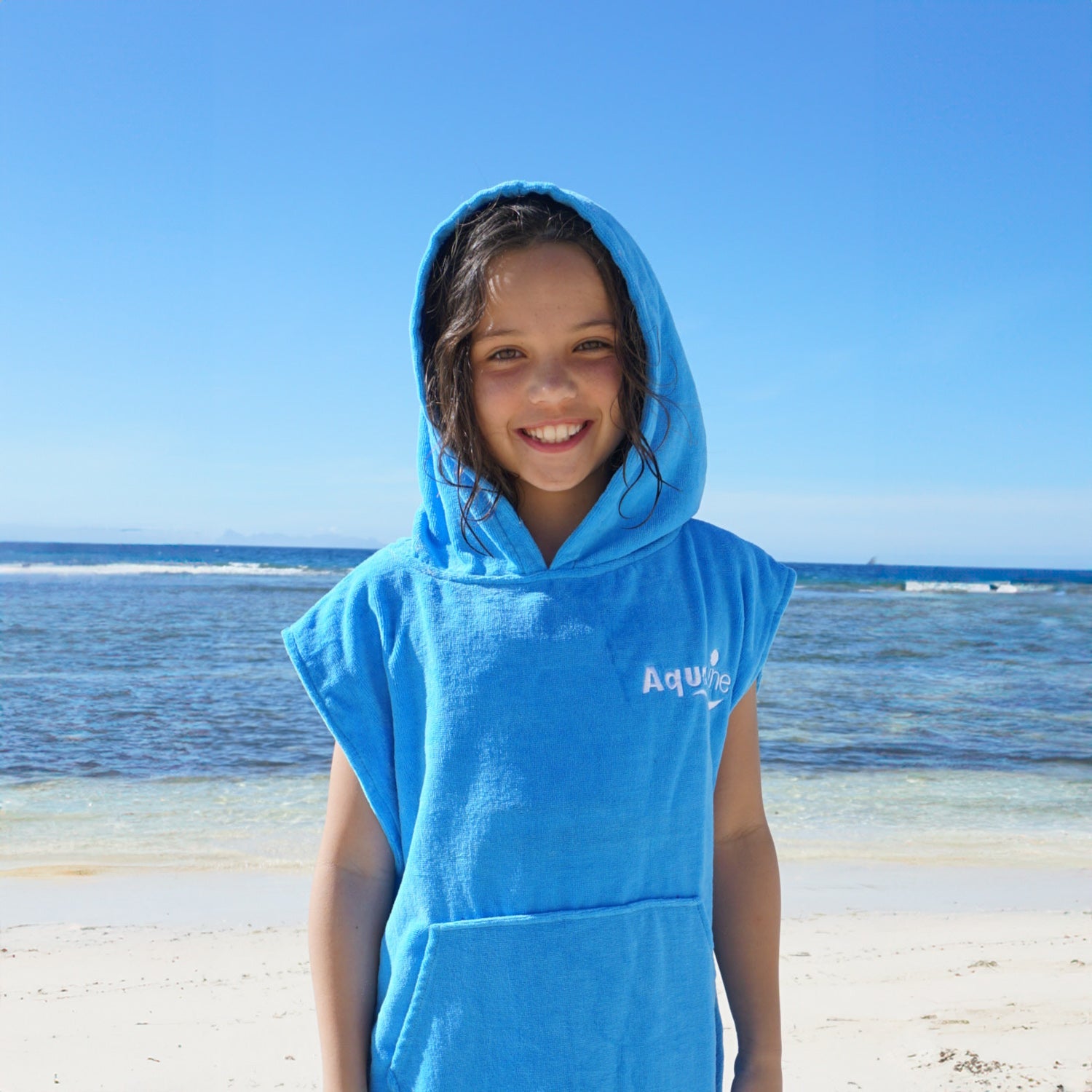 Kids Hooded Towel Poncho - Aqualine AU