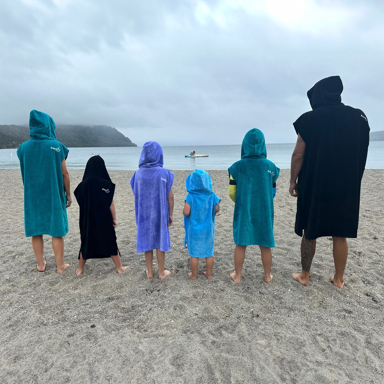 Kids Hooded Towel Poncho - Aqualine AU