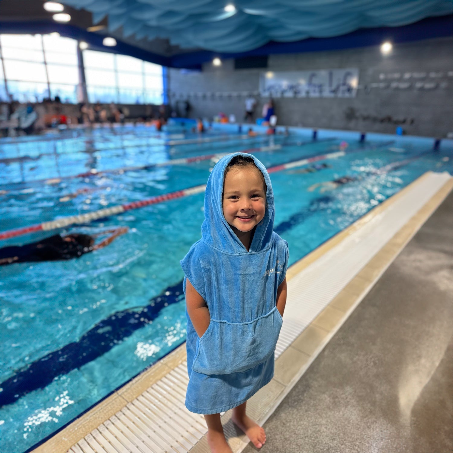 Toddlers Hooded Towel Poncho - Aqualine AU