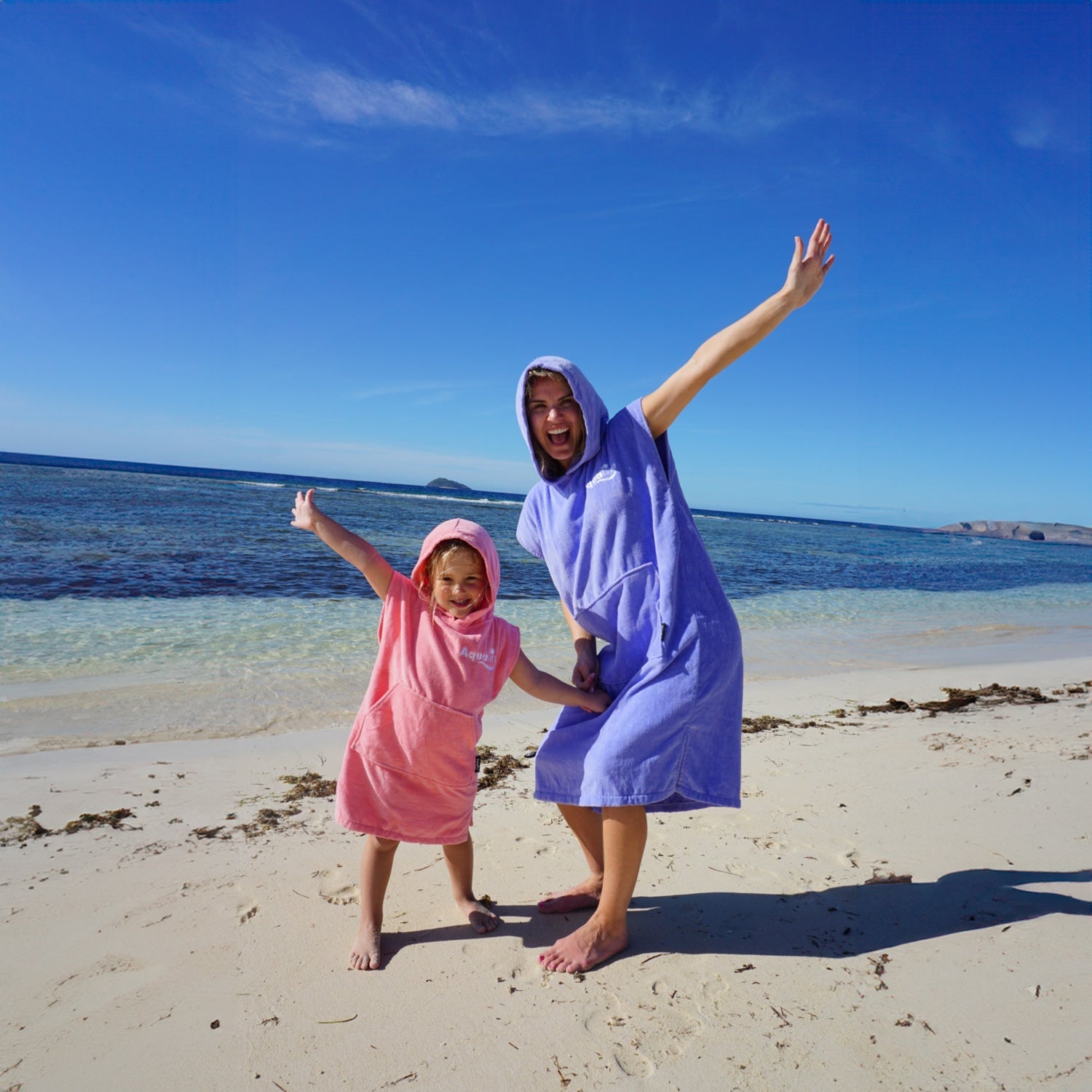 Toddlers Hooded Towel Poncho - Aqualine AU